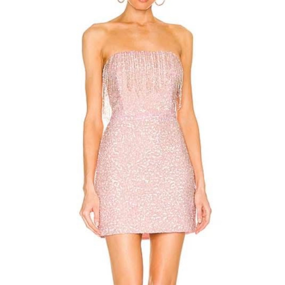 Retrofete Cassandra Strapless Pink Sequin Mini Dress